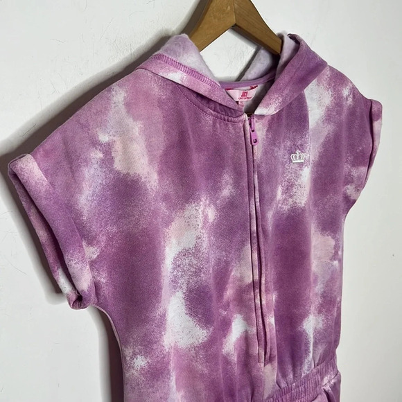 JUICY Couture Girls Tie Dye Hooded Loungewear Zip Up Cozy Jumpsuit Sweatsuit - Picture 4 of 10